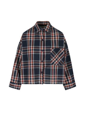 Blauwe multicolor geruite blouse met opgestikte zak Nikki Rae 