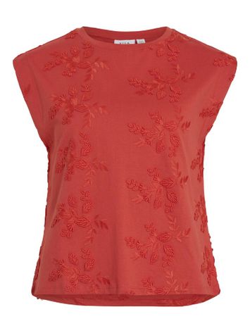 Rode t-shirt met bloemen structuur Vinayla Vila 