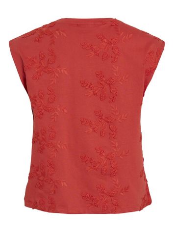 Rode t-shirt met bloemen structuur Vinayla Vila 