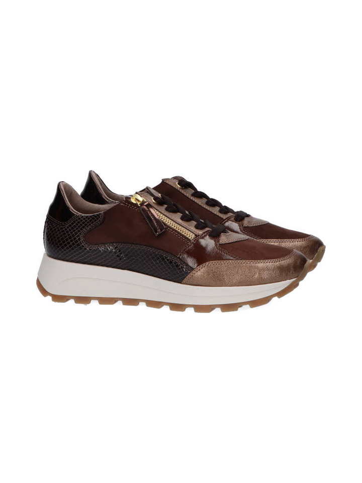 Bruine rosé sneakers met suède en glanzende details DL Sport