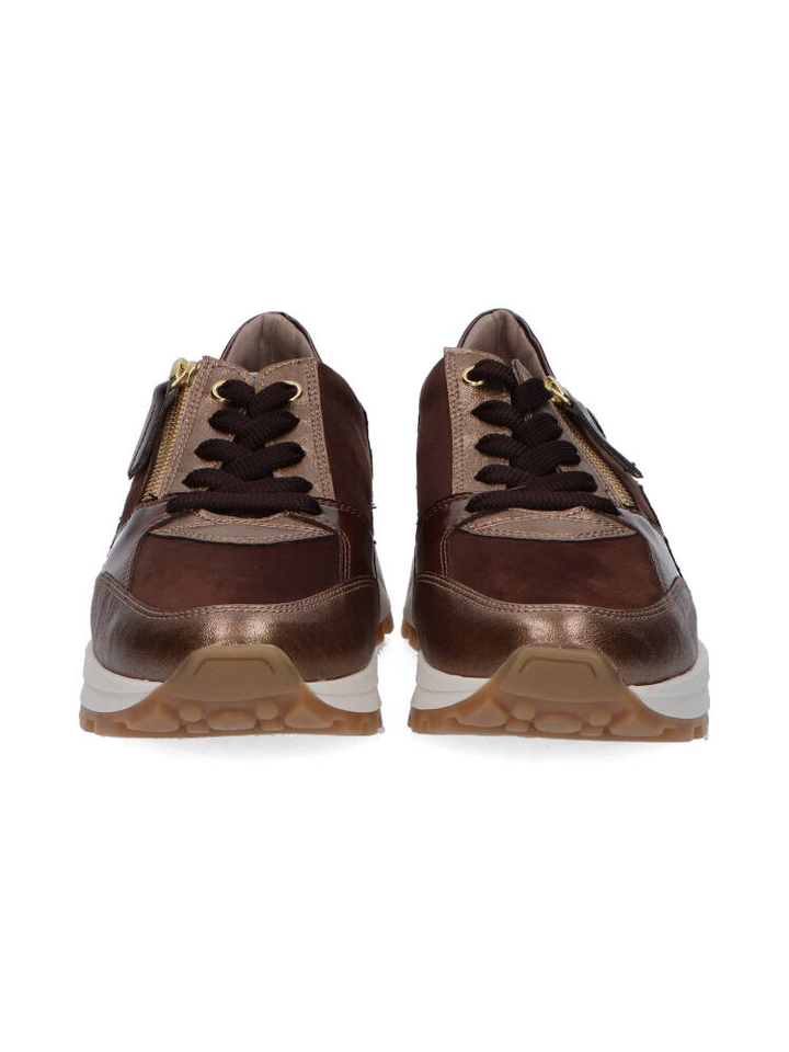 Bruine rosé sneakers met suède en glanzende details DL Sport