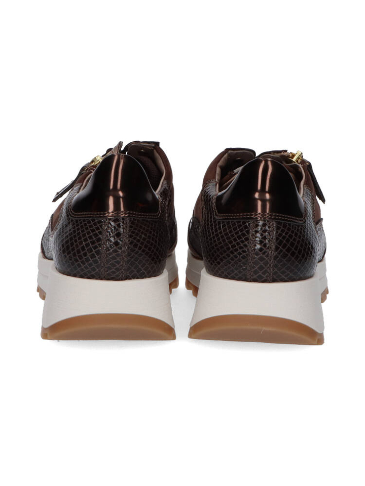 Bruine rosé sneakers met suède en glanzende details DL Sport