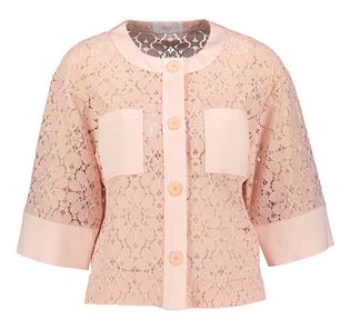 Her Roze doorzichtige bloes in broderie Leo