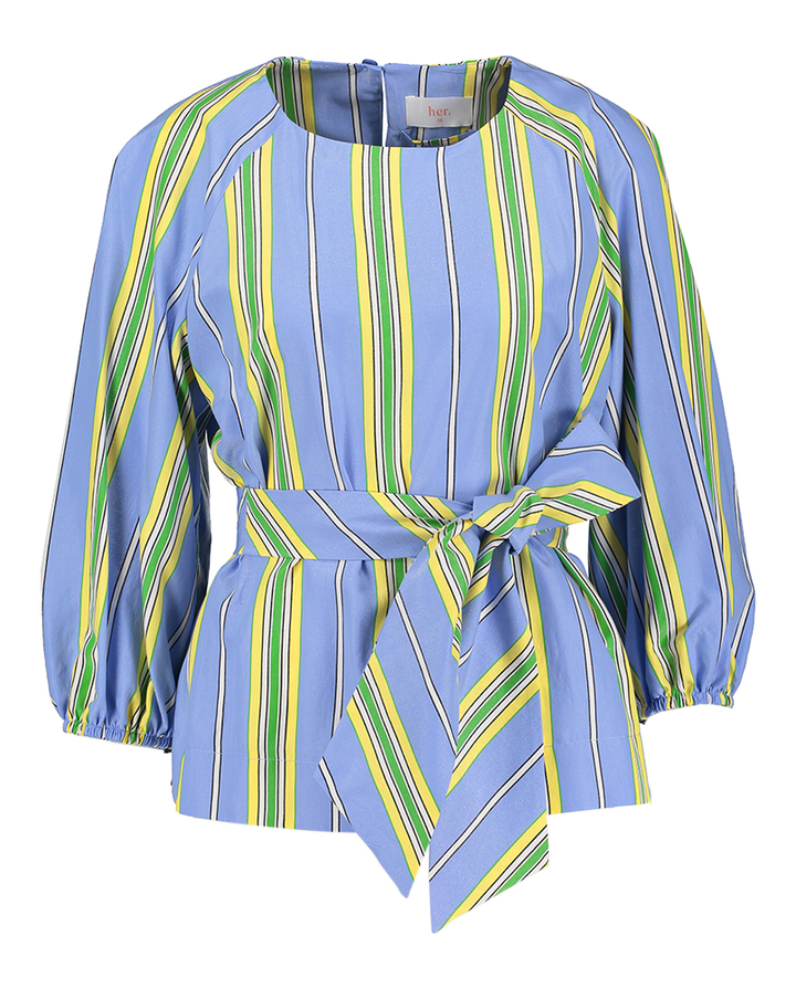 Blauwe multicolor gestreepte bloes Her 