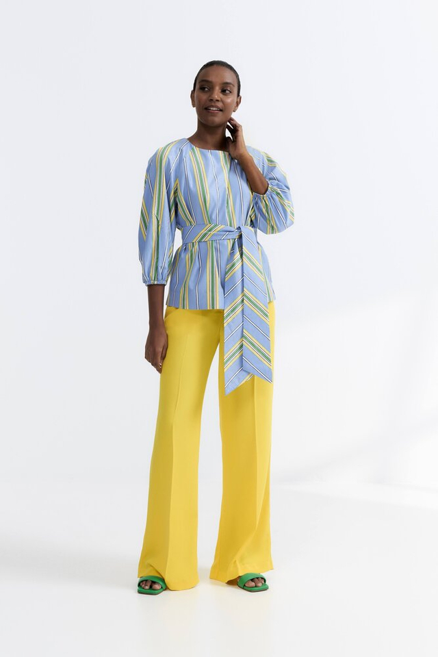 Blauwe multicolor gestreepte bloes Her 