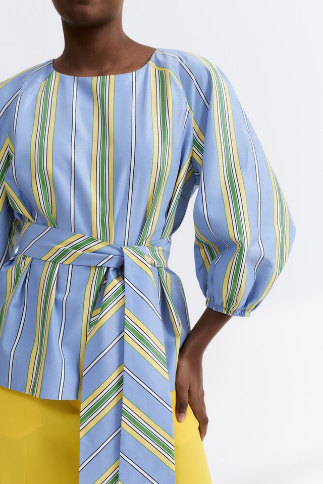 Blauwe multicolor gestreepte bloes Her 