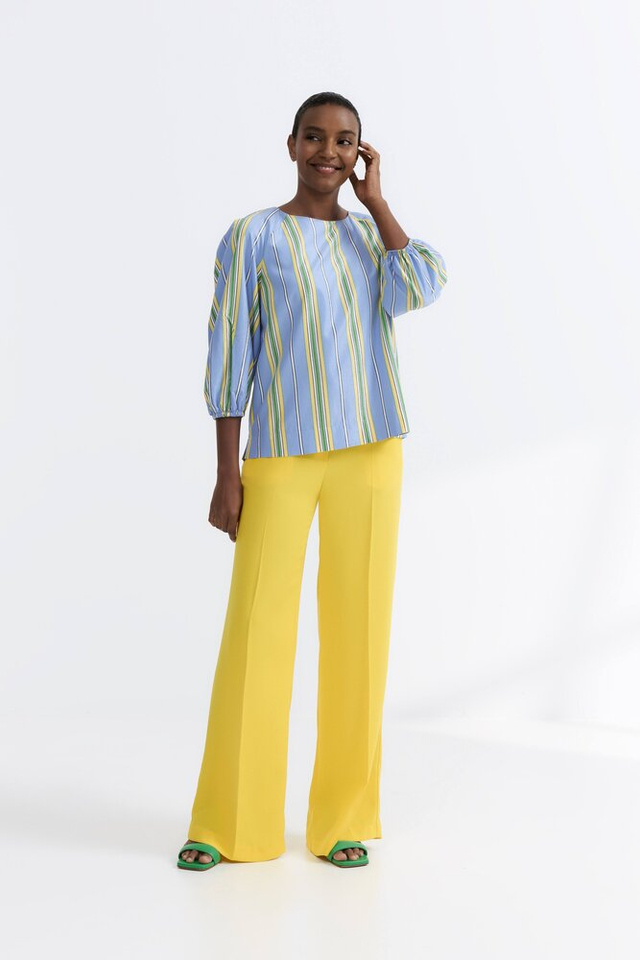 Blauwe multicolor gestreepte bloes Her 