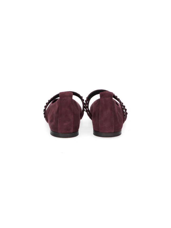 Bordeaux kleurige ballerina met zwarte strass op de riempjes Kennel+Schmenger