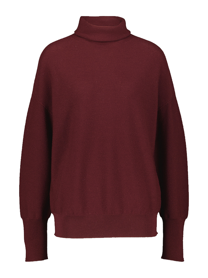 Bordeaux wollen pull met rolkraag Nora Molli 