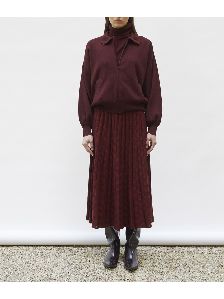 Bordeaux wollen pull met rolkraag Nora Molli 