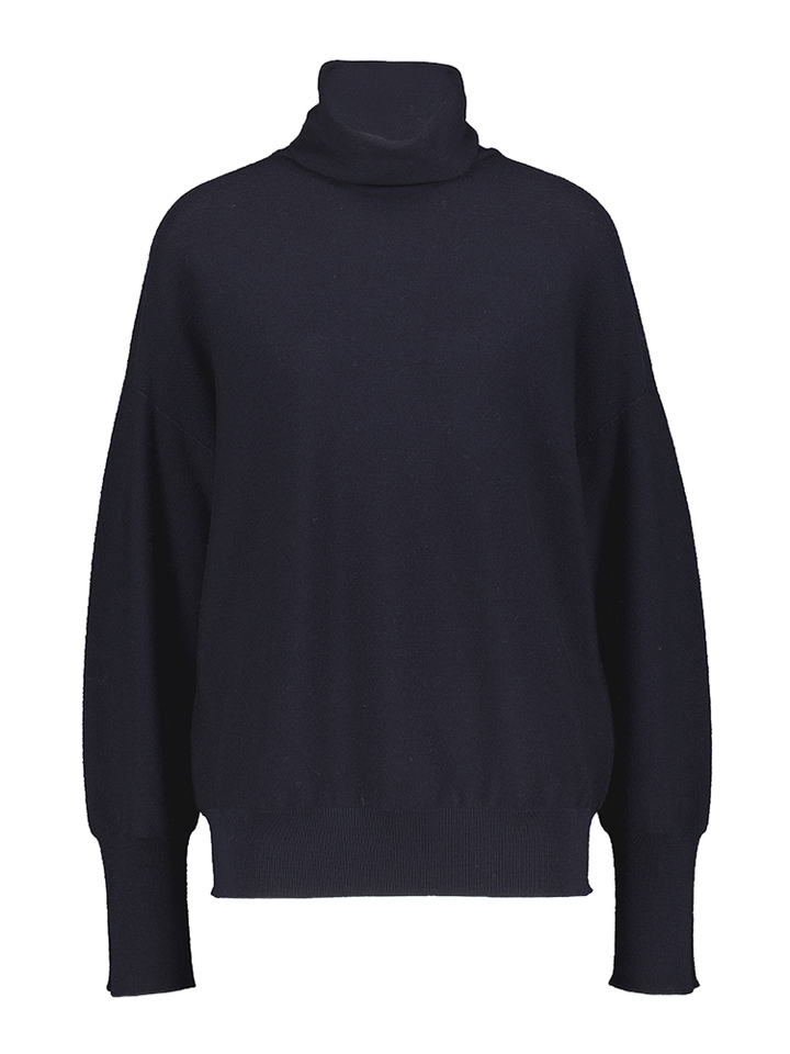 Donkerblauwe pull met rolkraag Nora Molli