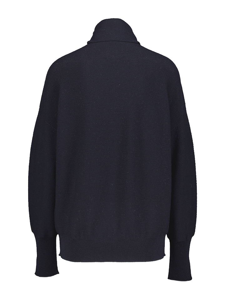 Donkerblauwe pull met rolkraag Nora Molli