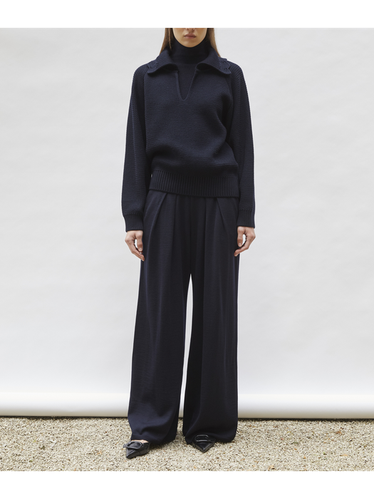 Donkerblauwe pull met rolkraag Nora Molli