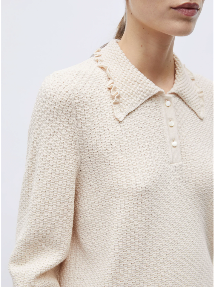 Beige trui met ruffle detail Molli Dune