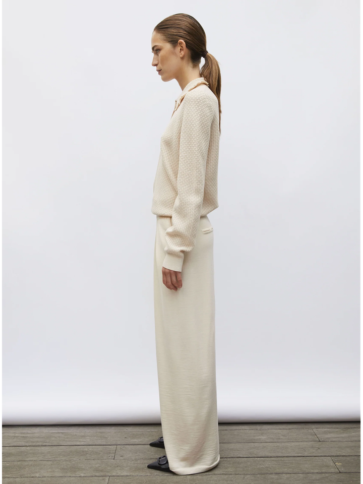 Beige trui met ruffle detail Molli Dune