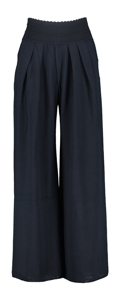 Zwarte wijde wollen broek met bandplooi Lauren Molli