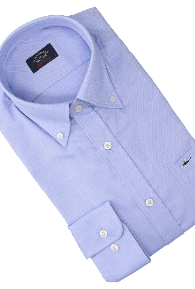 Blauw katoenen hemd regular fit met lange mouwen Paul & Shark