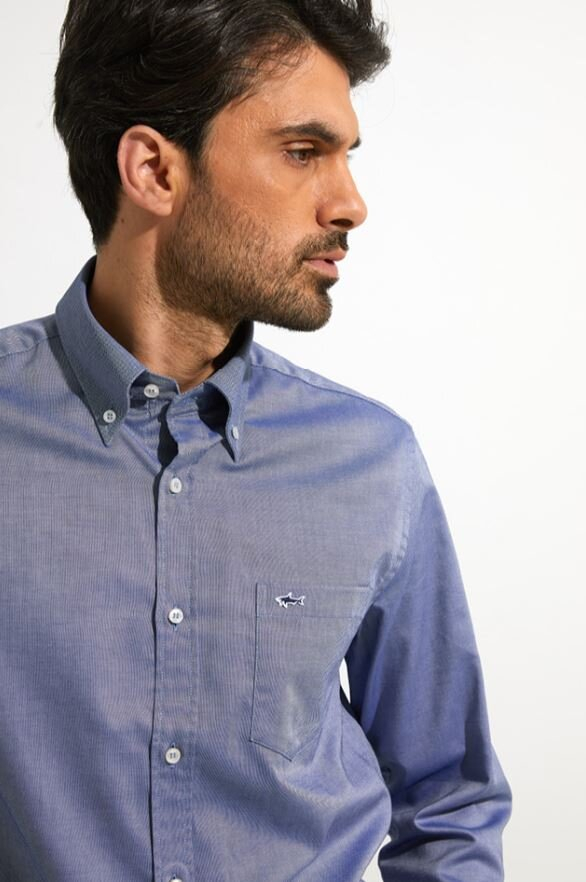 Blauw katoenen hemd regular fit met lange mouwen Paul & Shark