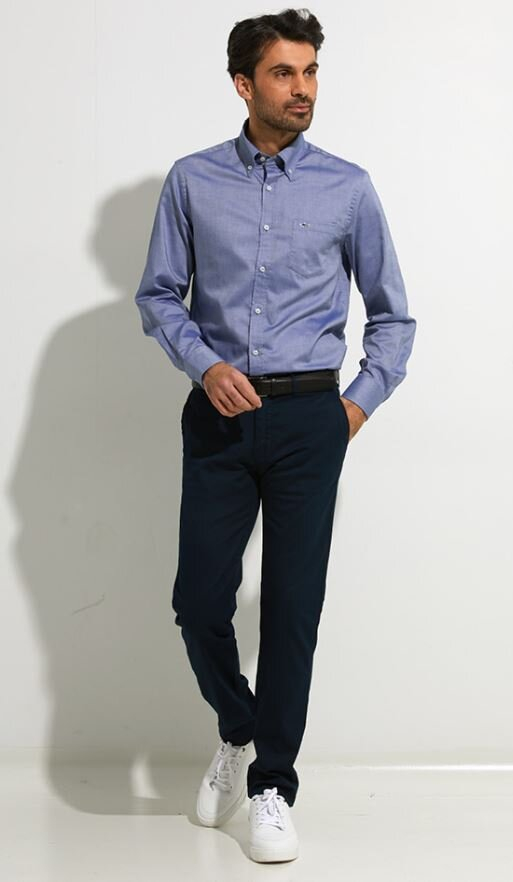 Blauw katoenen hemd regular fit met lange mouwen Paul & Shark