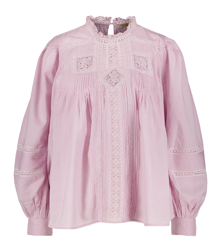 Lichtroze katoenen bloes met broderie detail Calin Vanessa Bruno