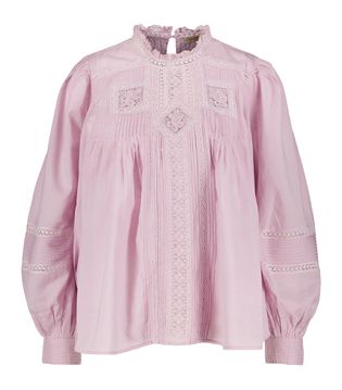 Vanessa Bruno Lichtroze katoenen bloes met broderie detail Calin