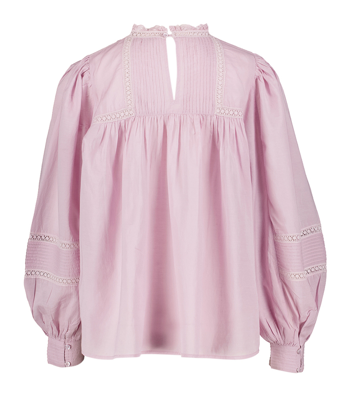 Lichtroze katoenen bloes met broderie detail Calin Vanessa Bruno