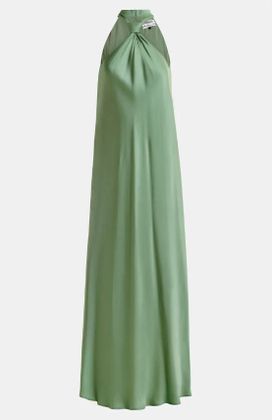Essentiel Groene maxi halterjurk met knoopdetail Huppsala