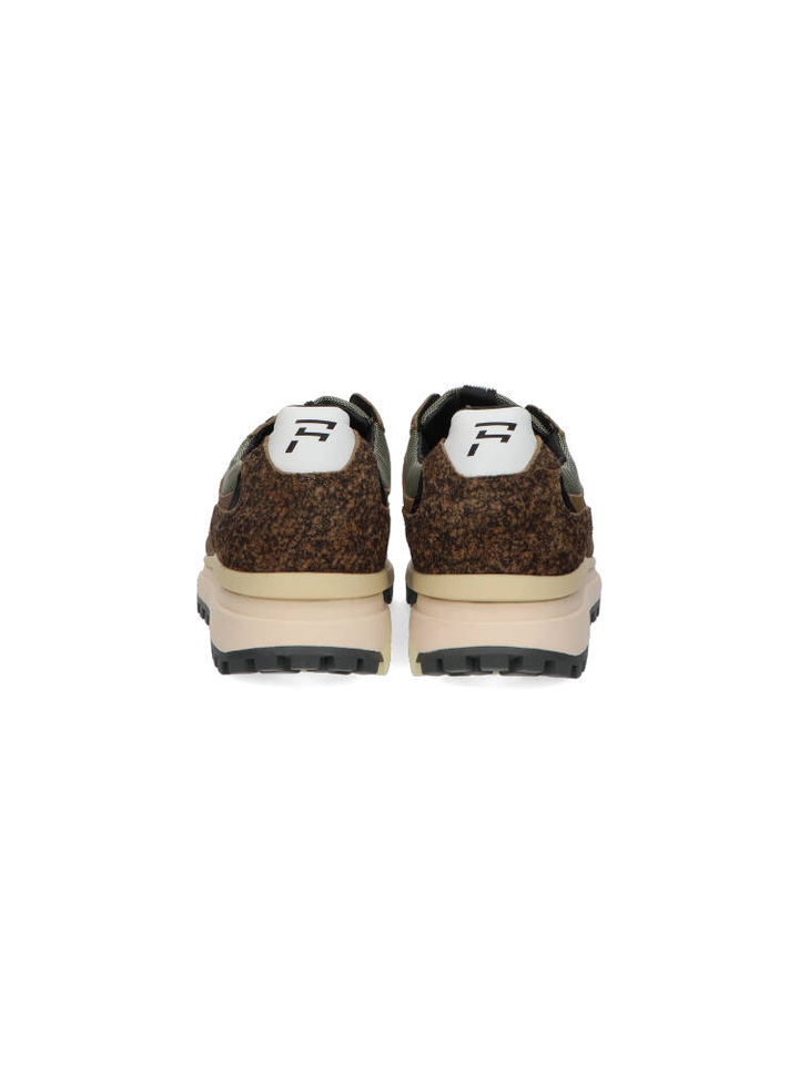 Bruinkleurige lage sneakers met lichtblauwe veters Gripper Floris Van Bommel