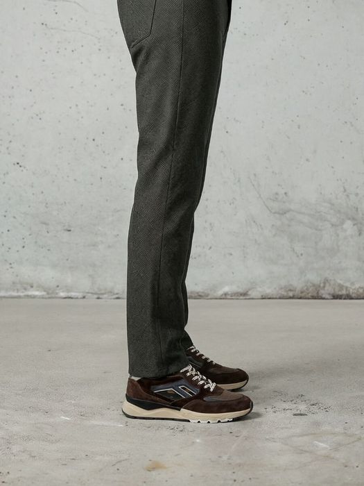 Donkergroen lage snekars met print Floris Van Bommel