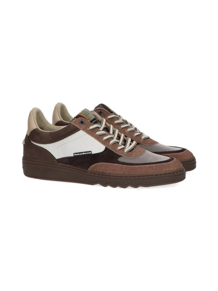 Bruinkleurige lage sneakers met wit detail Floris Van Bommel