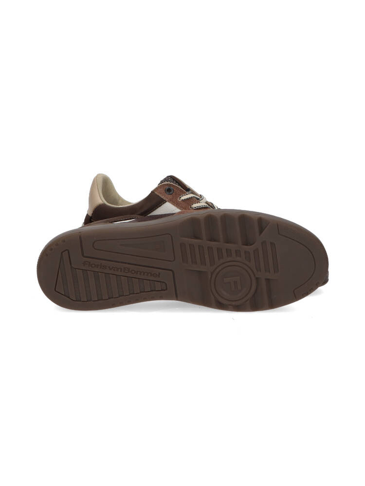 Bruinkleurige lage sneakers met wit detail Floris Van Bommel