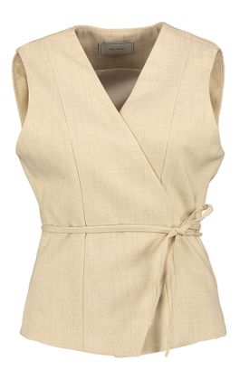 Neo Noir Beige mouwloze gilet met overslag Samara
