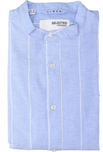 Selected Cashmere blue linnen hemd (regular fit) met strepen en lange mouwen
