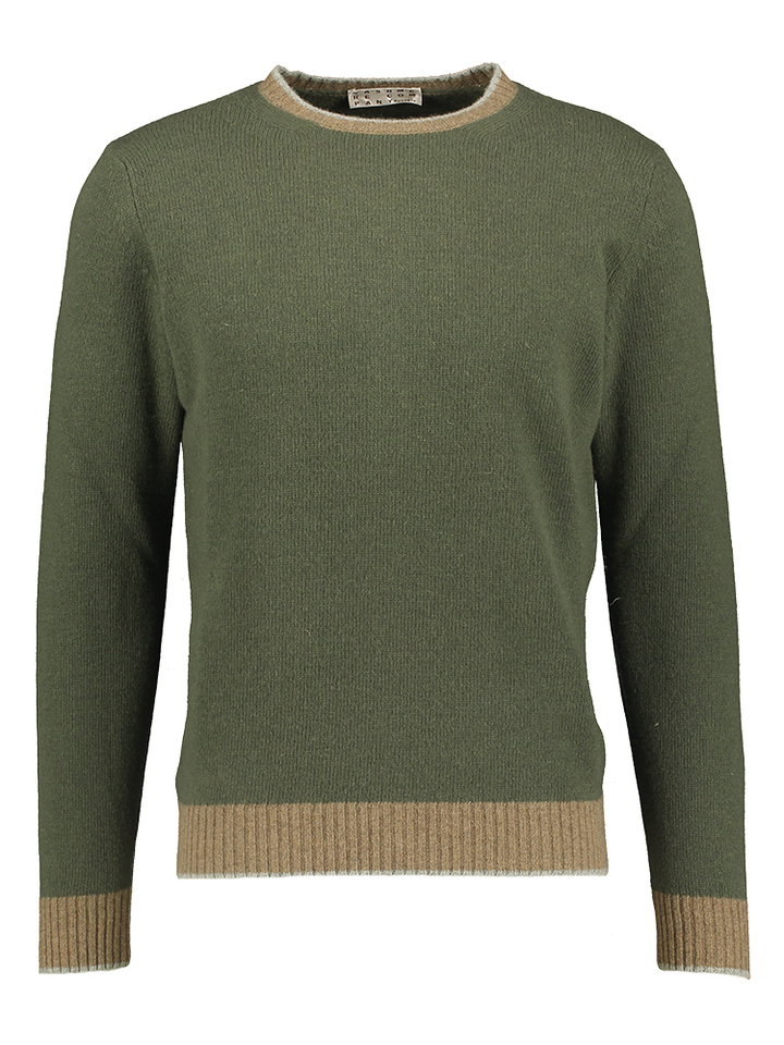 Kaki pull met beige accenten Cashmere Company