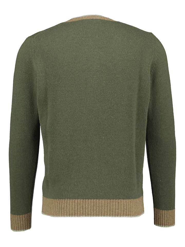 Kaki pull met beige accenten Cashmere Company