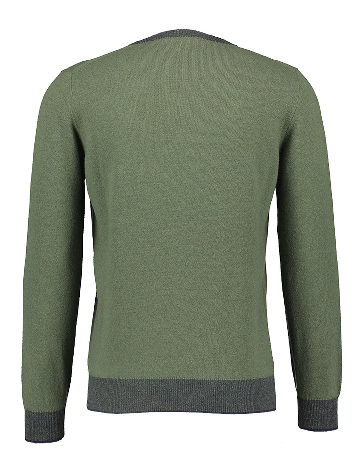 Donkergroene trui met blauwe details Cashmere Company 