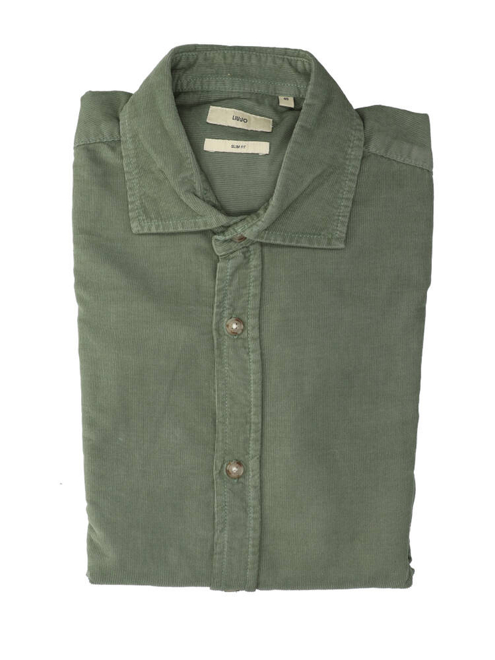 Donkergroen ribfluwelen hemd (slim fit) met lange mouwen Lui Jo