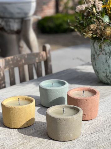 Ecru urban outdoor table candle small Mon Dada