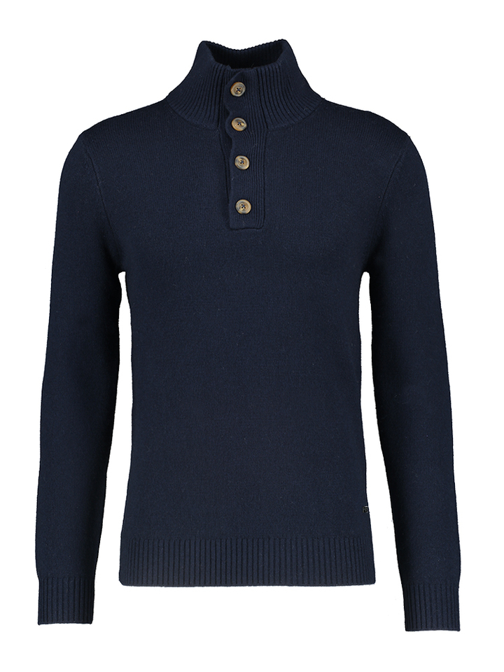 Donkerblauwe trui met opstaande kraag Seeley Seven Dials