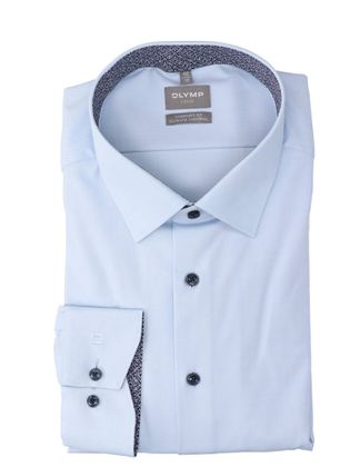Olymp Lichtblauw katoenen hemd (comfort fit) met lange mouwen
