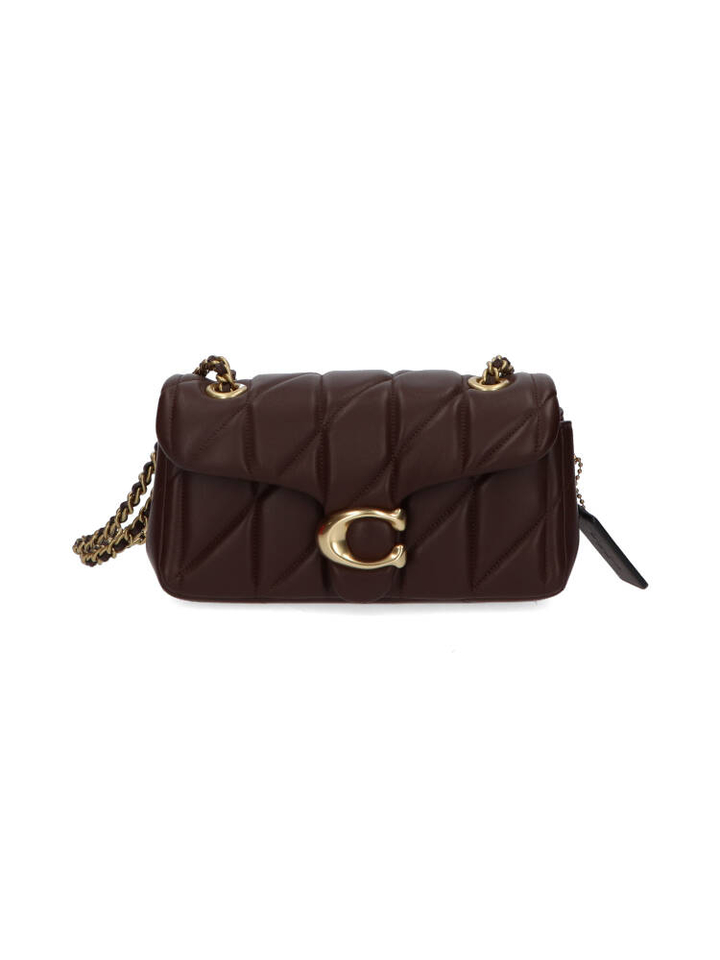 Bordeaux lederen schoudertas/crossbody met goudkleurige details Coach