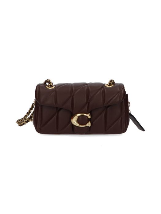 Bordeaux lederen schoudertas/crossbody met goudkleurige details Coach