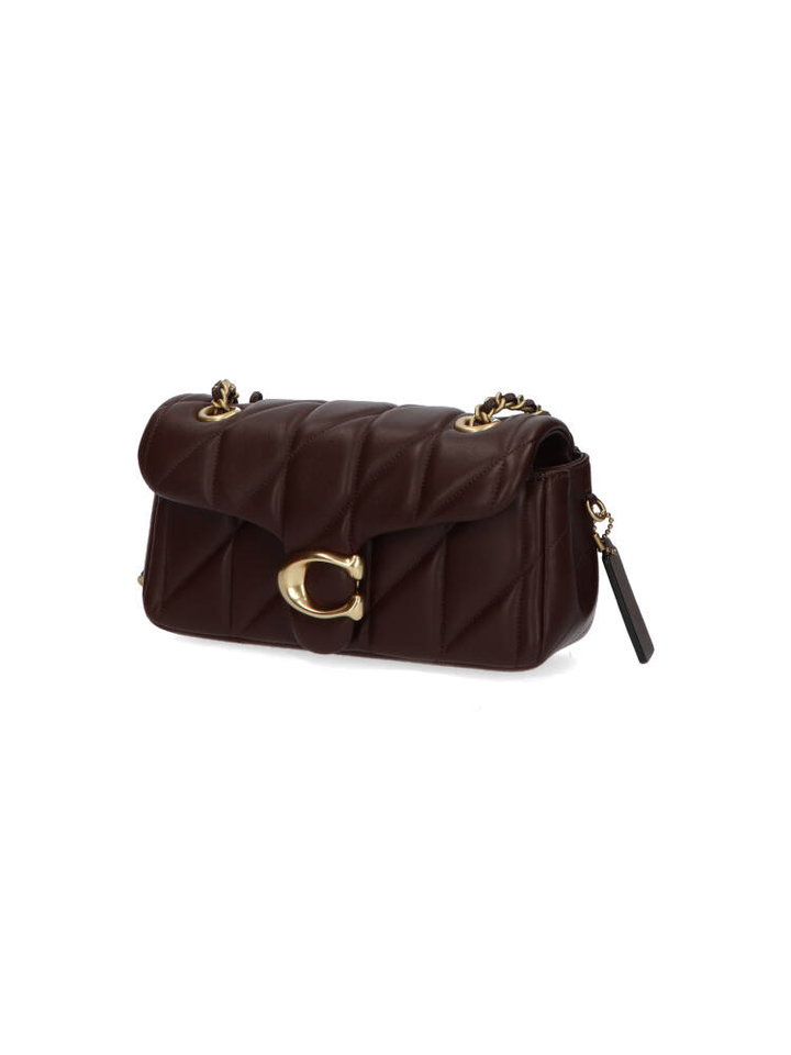 Bordeaux lederen schoudertas/crossbody met goudkleurige details Coach