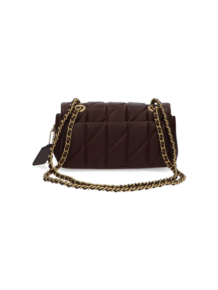 Bordeaux lederen schoudertas/crossbody met goudkleurige details Coach