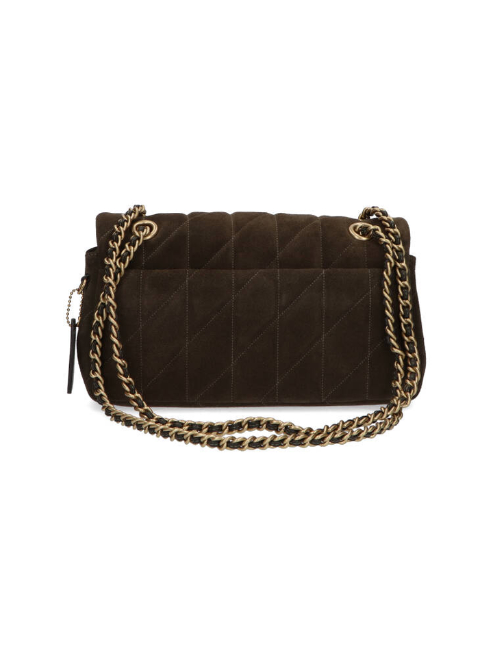 Donkergroene schoudertas/crossbody met goudkleurige details Coach