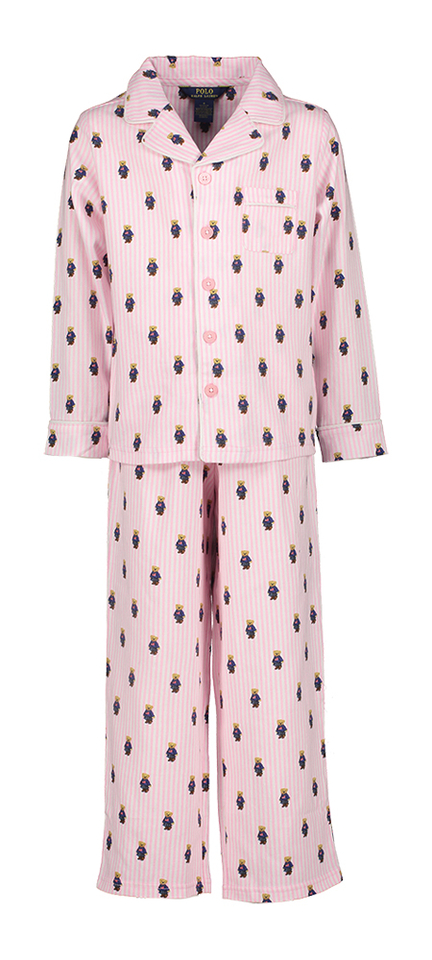 Lichtroze gestreepte pyjama met beertjes Ralph Lauren 