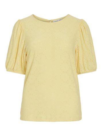 Gele t-shirt met pofmouw Vikally Vila 