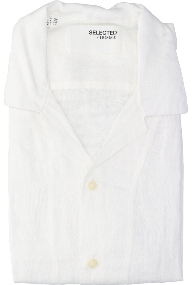 White linnen hemd (regular fit) met lange mouwen Selected