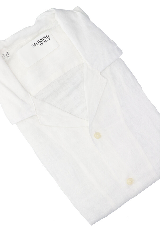 White linnen hemd (regular fit) met lange mouwen Selected