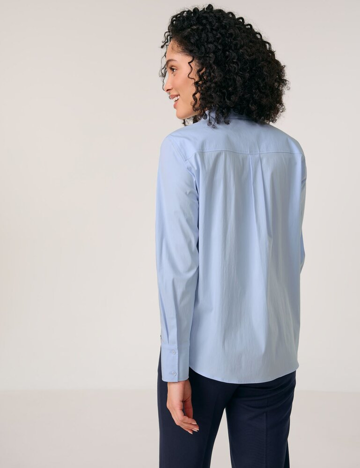 Lichtblauwe katoenen blouse met lange mouwen Gerry Weber